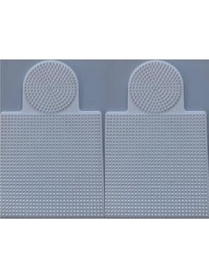 Esranın Dünyası 2 Adet Ütü ile Yapışan Boncuk Dizme Tablası Büyük Boy - Kare : 15,5 cm - Daire : 8,5 cm - Beyaz Renk