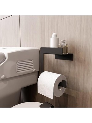 Esranın Dünyası Raflı Tuvalet Kağıtlığı, Banyo Tuvalet Kağıtlık, Wc Tuvalet Kağıdı Tutucu, Banyo Tuvalet Kağıdı Askısı, Tuvalet Kağıdı Aparatı, Metal Tuvalet Kağıdı Standı (Metal, Siyah)