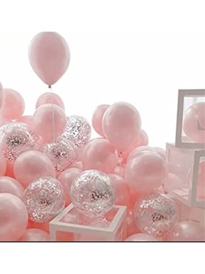 Esranın Dünyası Makaron Konfetili Şeffaf Balon Seti, 20 Adet Eğlenceli