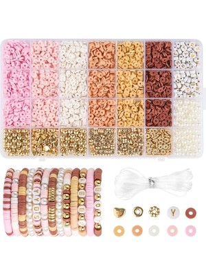 Esranın Dünyası Yakl. 2680 Adet Heishi Boncuk Seti, 6 mm Polimer Kil Boncuk, 6 Renkli Kil Boncuk, Bileklikler, Bileklikler Için Kendin Yap Boncuklar, Kolyeler, Küpeler Için Elastik Ip ile Kendiniz Yapın