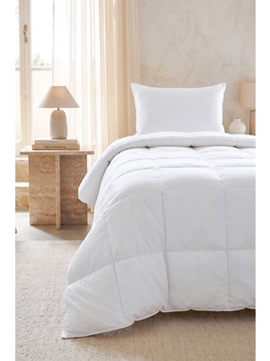 Ocean Home Textile %100 Pamuk Kumaş Kaz Tüyü Konforunda Saten Biyeli Mikrojel Tek Kişilik Yorgan 155 x 215 cm