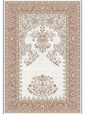 Eko Halı Mystic Seccade Mys SCD02 Cream Red Zarif Klasik Motifleri Ince Renk Geçişleriyle Zenginleştiren Kaliteli Viskon Dokuma Seccade