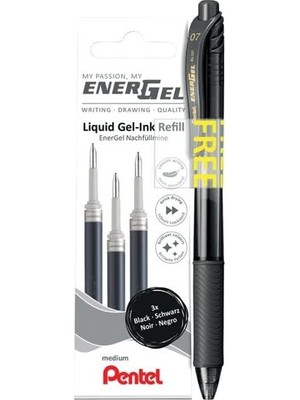 Esranın Dünyası Energel Mekanizmalı Likit Roller Kalem + 3 Adet Yedek - Siyah Siyah