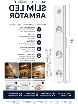 MarkEntegra Hareket Sensörlü Slim LED Aydınlatma, Dekoratif ve Dim Edilebilir