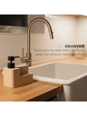 Esranın Dünyası Modern Mermer Desenli Polyresin Sıvı Sabunluk, Entegre Sünger Bölmesi