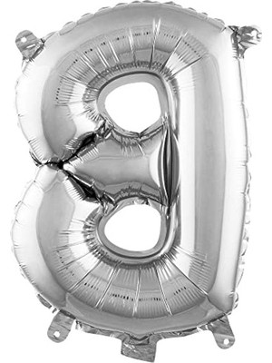 MarkEntegra 36 cm Gümüş Renk Folyo B Harfi Balon, 16 Inç Boyutunda