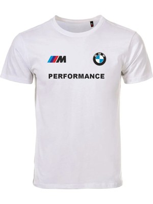 Etifa Tekstil Unisex Beyaz %100 Pamuk Regular Fit Tişört – Bmw Baskılı, Günlük & Spor T-Shirt