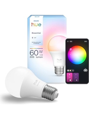 Esranın Dünyası Philips Hue Essential 8W E27 806 Lumen Renkli Akıllı Ampul A60          [enerji Sınıfı F]