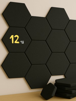 Beylini 12'li Akustik Panel Keçe Kendinden Yapışkanlı Duvar Kaplama Ses ve Isı Yalıtım Duvar Kaplama 10 mm Kalınlık 26X30 cm