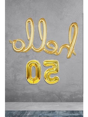 MarkEntegra 50 Yaş Doğum Günü Balonları, Gold Renk Folyo