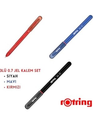 Esranın Dünyası Jel Kalem 0.7 Mm, 3 Renk Set, Siyah Mavi Kırmızı