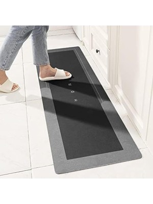 MarkEntegra Süper Emici Kaymaz Banyo Paspası - Koyu Gri, 45 cm x 149 cm
