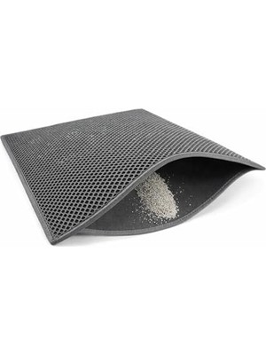 MarkEntegra 60X45 cm Boyutunda Çift Katlı Elekli Kedi Tuvalet Önü Paspası, Gri