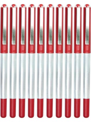Esranın Dünyası Kırmızı Pilot Kalem 10 Adet Uniball Eye Mikro 0.5 mm Roller Pilot Kalem UB-150 Roller Uçlu Likit Mürekkepli Pilot Kalem