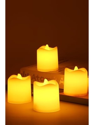 Esranın Dünyası Telvesse 4 Adet Mini LED Mum Seti Pilli Dumansız Alevli Ledli Dekoratif Yapay Mum Dekor Işığı (4 Adet (Mat Beyaz 4,5 Cm))