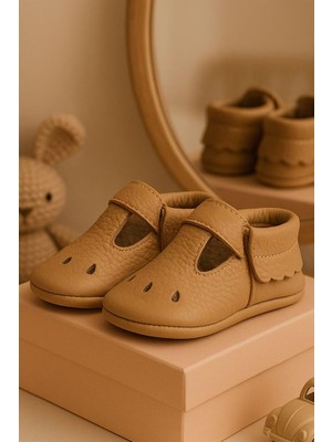 Hapshoe Kids Bubbles Hakiki Deri Kahverengi Lastikli Bebek Patik