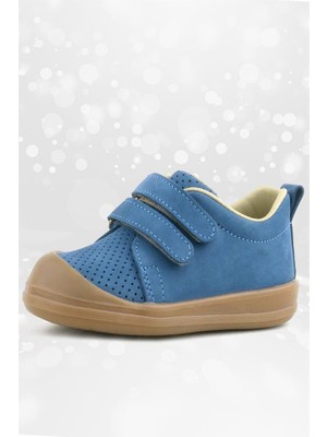 Rakerplus Sonic Hakiki Deri Lacivert Cırtlı Anatomik Bebek Spor Ayakkabı Sneaker