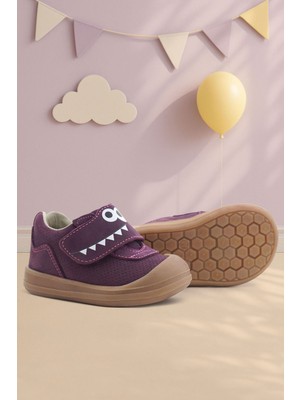 Rakerplus Dino Hakiki Deri Mor Kahverengi Yüksek Bilekli Bebek Ayakkabı