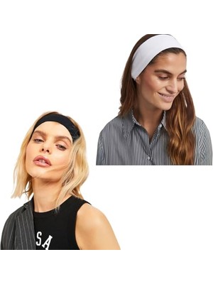 Esranın Dünyası 2'li Kombin Spor Saç Bantları - Elastik Kaymaz Ince Saç Ter Kafa Bandı Bandana, Şık Kadın & Erkek Koşu Fitness Yo Pilates Makyaj Yüz Yıkama Atletik 2'li Saç Bandı Seti