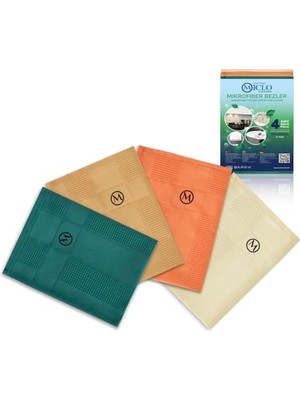 Esranın Dünyası Mıclo Cleanıng | Mikrofiber Temizlik Bezi | Sihirli Bez, Cam Bezi Ayna Bezi | 4lü Paket | Zümrüt Serisi