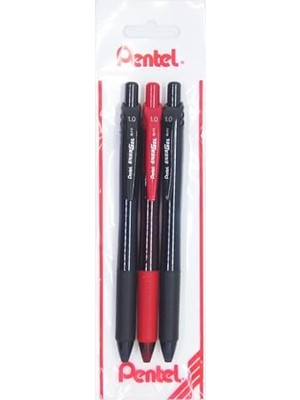 Esranın Dünyası Energel 1.0 mm Likit Roller Kalem 2xsiyah/1xkırmızı 3'lü Set
