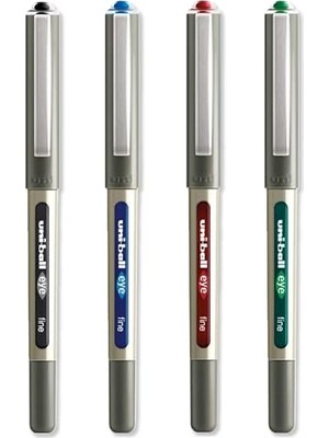 Esranın Dünyası Eye - UB-157E Tükenmez Kalemler - 0,7 mm Uç - Siyah, Mavi, Kırmızı, Yeşil - 4'lü Paket