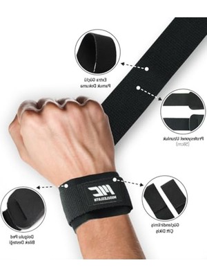 MarkEntegra Siyah Renkli Padded Lifting Straps, Dayanıklılık ve Güç Için