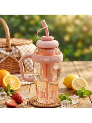 MarkEntegra 1300ML Meyve Aromalı Su Şişesi, Pipetli ve Hazneli