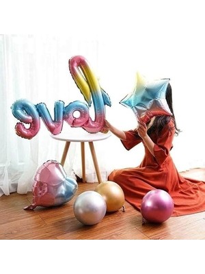Esranın Dünyası Gökkuşağı Renkli 18 Inç Kalp Folyo Balon, Eğlenceli Parti Süslemesi Için