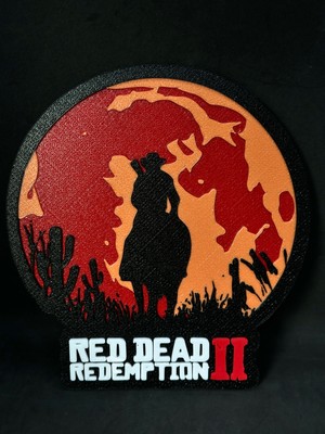 Goka 3D Craft Red Dead Redemption 2 (RDR2) Arthur Morgan Temalı 3D Duvar Dekoru - 18 cm Slim Versiyon (Çift Taraflı Bantlı)