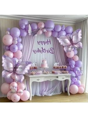 MarkEntegra Makaron Kelebek Temalı Folyo Balon Zincir Seti