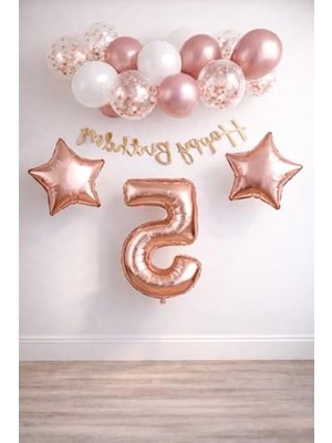 MarkEntegra 5 Yaş Için Rose Gold Renk Konsept Doğum Günü Seti, Şık ve Eğlenceli
