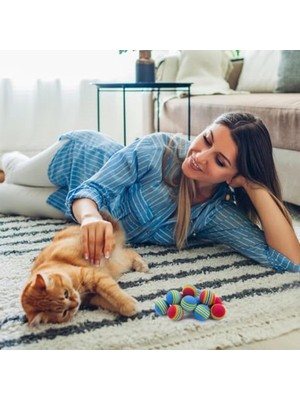 Esranın Dünyası Renkli Kedi Oyun Topları, 4'lü Sünger Set, Eğlenceli ve Hafif
