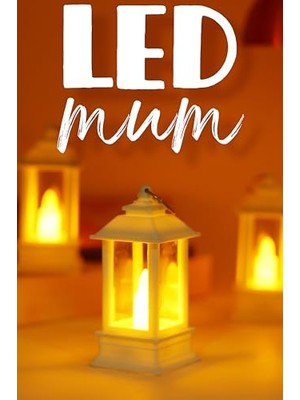 Esranın Dünyası 3 Adet LED Mum Mini Dörtgen Tip Pil Dahil Dumansız Alev Ledli Yapay Dekoratif Mum Işığı Beyaz PT434