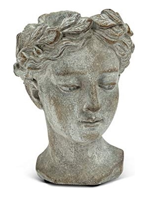 Esranın Dünyası Abbott Collection 27-GODDESS-535-XS Xs Bayan Başı Bitki Saksısı 16,5 cm Y 16,5 cm Y Gri