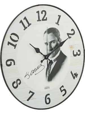 Esranın Dünyası 36 cm Gerçek Bombe Cam Akar Saniye Sessiz Mekanizma Dekoratif Atatürk Duvar Saati