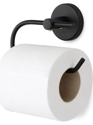 Esranın Dünyası Lotus Siyah Açık Tuvalet Kağıtlığı, Yapışkanlı ve Vidalı Montajlı Tuvalet Kağıdı Askısı, Mat Siyah Statik Boyama, 35 mm Oval Bantlı Banyo Aksesuarı