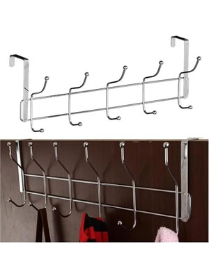 Esranın Dünyası Orret Home 12'li Kapı Arkası Metal Askı,amerikan Kapı Arkası Askılık,banyo,mutfak,yatak Odası Için Kapı Arkasına Takılan Krom Askı (1)