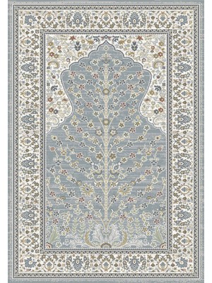 Eko Halı Mystic Seccade Mys SCD01 Cream Blue Zarif Klasik Motifleri Ince Renk Geçişleriyle Zenginleştiren Kaliteli Viskon Dokuma Seccade