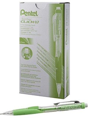 Esranın Dünyası Twist-Erase Clıck Mekanik Kalem, (0,7 Mm), Şeffaf Varil, Kireç Yeşili Kavrama, 12'li Paket (PD277TK)
