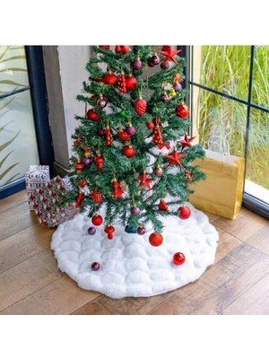 MarkEntegra Yılbaşı Çam Ağacı Altı Halısı - Peluş Beyaz, 80X80 ve 100X100 cm