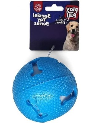 MarkEntegra 7,5 cm Işıklı Kemik Desenli Plastik Top Köpek Oyuncağı