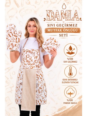 Empressco Su Geçirmez Mutfak Önlüğü Seti, Havlu ve Eldiven ile Güvenle Kullanım