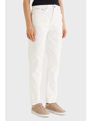 Calvin Klein Kadın / Kız Beyaz Calvin Klein Mom Jean Chalk Whıte, Asn, Sh, 25 Beyaz Kadın Kot Pantolon