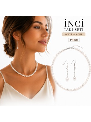 Liora De Mar Premium Inci Choker Kolye 30+6 cm Ayarlanabilir Zarif Tasarım Beyaz Inci Kadın Kolye