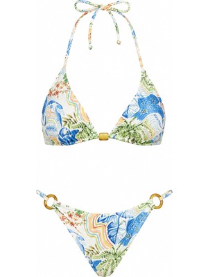 D Lingerie Ecru Tropical Üçgen Bikini Takımı- DM11025