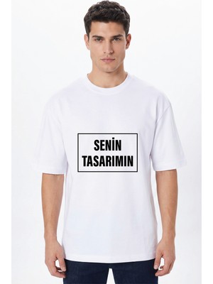 Giftcrea Kişiye Özel Oversize Tişört Baskı - Fotoğraf, Logo, Yazı ve Çizim Baskılı %100 Pamuk Unisex Oversize T-Shirt