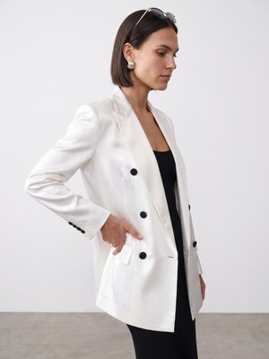 Dilvin 60813 Blazer Ceket-Beyaz