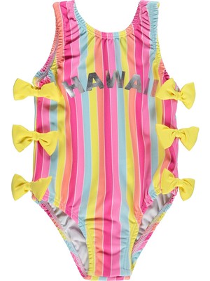 Civil Girls Renkli Çizgili 2-12 Yaş Mayo Set - Pembe