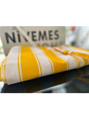 Nivemes Home Nivemeshome Branda Sarı - Beyaz Balkon Perdesi